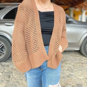 Abercrombie Cozy Brown Open-Knit Sweater​​​